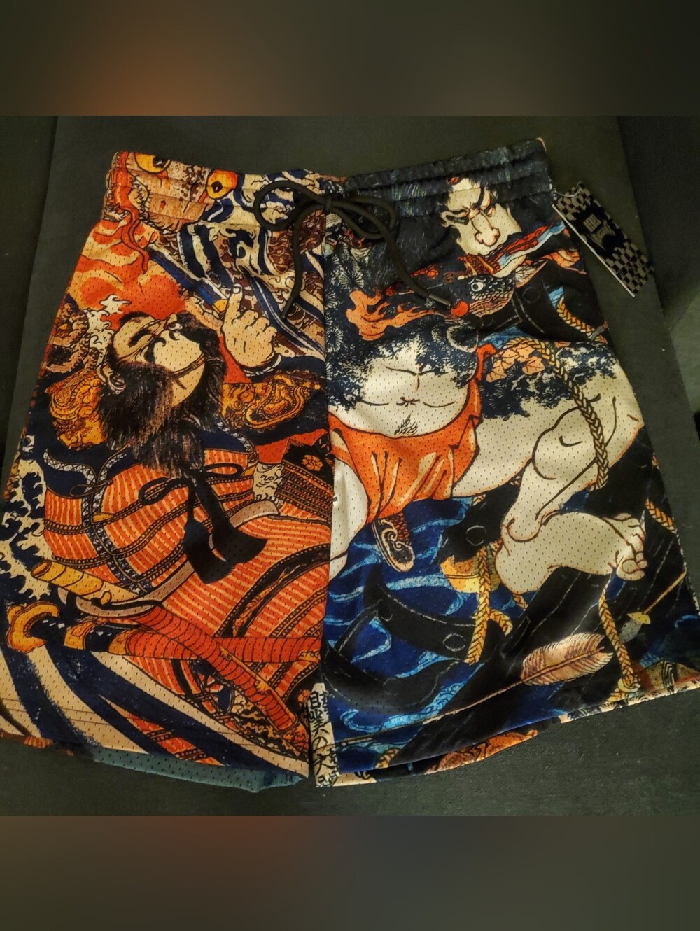 Rebel Vengeance Bold Multi Colored  Ukiyo-e Print Athletic Shorts. UNISEX
